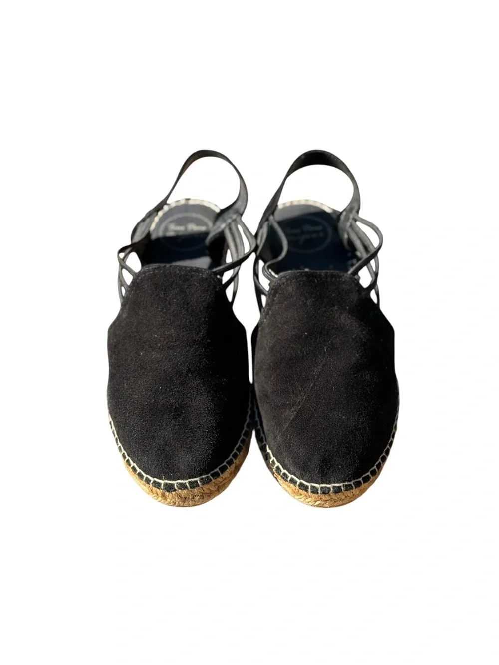 Toni Pons Nuria Black Suede Espadrille Slingback Flats Coastal Boho Vacation